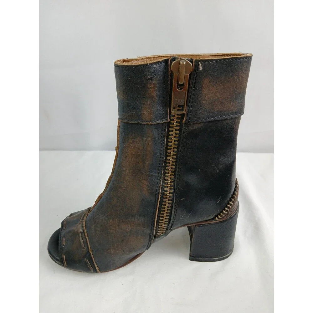 Firebird Zombi Booties Open Toe Steampunk Distressed Boho Women's Size 5 - Picture 7 of 9